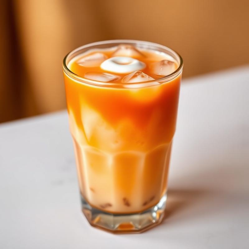 Iced Thai tea with cream swirl served in Downtown Fontana