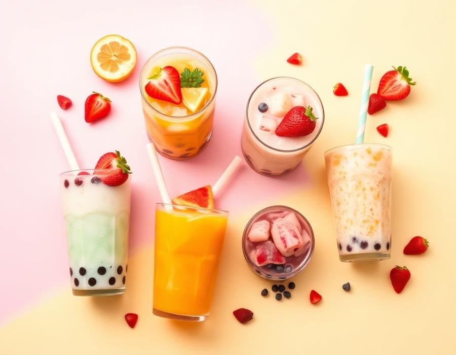 Colorful new seasonal boba drink creations at Boba Korner
